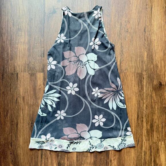 Sweet Pea by Stacy Frati Floral Mesh Tunic Top Gray Pink Size Large - Picture 4 of 6